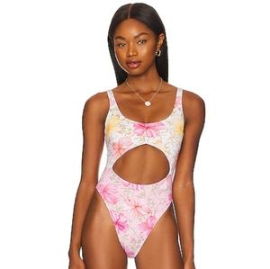 Love Shack Fancy X Hurley Cheeky One Piece Swimsuit Hibiscus Print